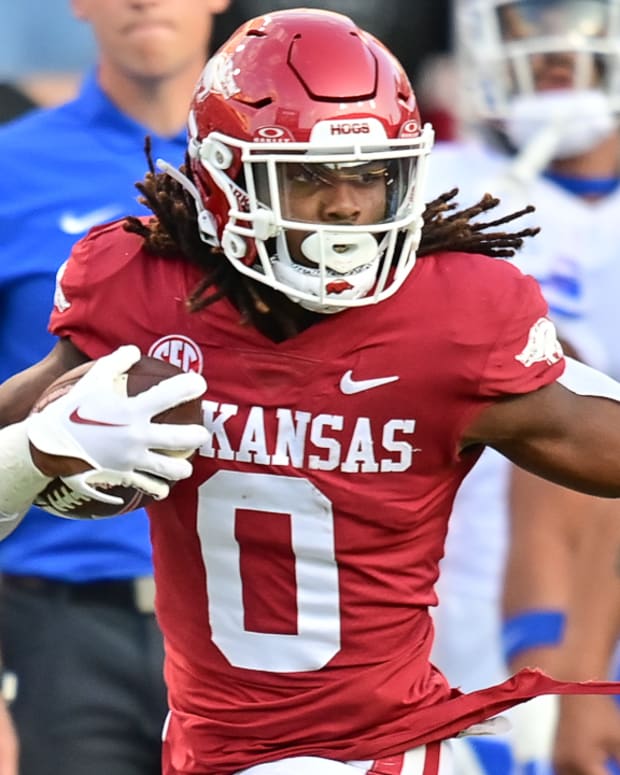 Razorbacks running back AJ Green on a 55-yard scoring run.